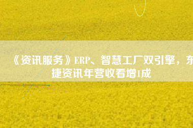 《資訊服務(wù)》ERP、智慧工廠雙引擎，東捷資訊年營收看增1成
