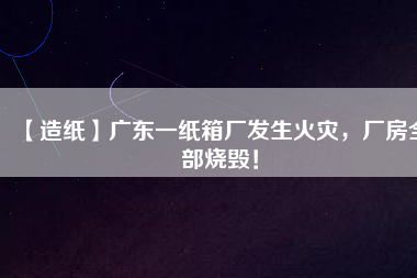 【造紙】廣東一紙箱廠發(fā)生火災，廠房全部燒毀！