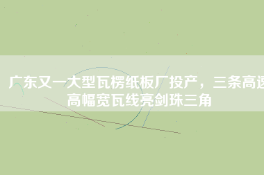 廣東又一大型瓦楞紙板廠投產(chǎn)，三條高速高幅寬瓦線亮劍珠三角