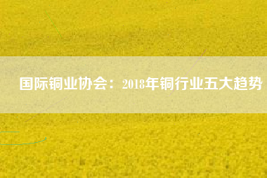 國際銅業(yè)協(xié)會(huì)：2018年銅行業(yè)五大趨勢
