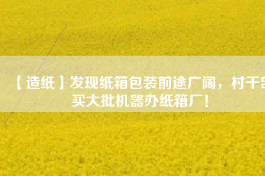 【造紙】發(fā)現(xiàn)紙箱包裝前途廣闊，村干部買大批機器辦紙箱廠！