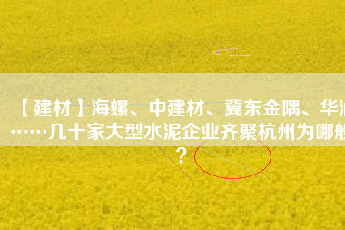 【建材】海螺、中建材、冀東金隅、華潤(rùn)……幾十家大型水泥企業(yè)齊聚杭州為哪般？