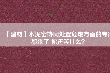 【建材】水泥窯協(xié)同處置危廢方面的專家都來了 你還等什么？