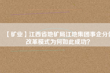 【礦業(yè)】江西省地礦局江地集團事企分體改革模式為何如此成功？