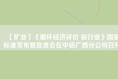 【礦業(yè)】《循環(huán)經(jīng)濟(jì)評(píng)價(jià) 鋁行業(yè)》國(guó)家標(biāo)準(zhǔn)發(fā)布暨宣貫會(huì)在中鋁廣西分公司召開(kāi)