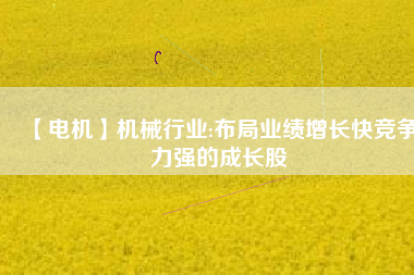 【電機(jī)】機(jī)械行業(yè):布局業(yè)績?cè)鲩L快競爭力強(qiáng)的成長股
          