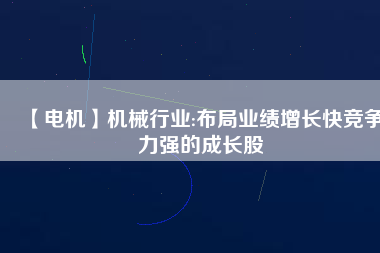 【電機(jī)】機(jī)械行業(yè):布局業(yè)績?cè)鲩L快競爭力強(qiáng)的成長股
          