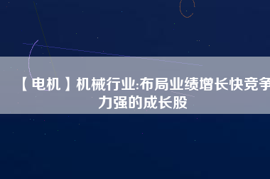 【電機(jī)】機(jī)械行業(yè):布局業(yè)績?cè)鲩L快競爭力強(qiáng)的成長股
          