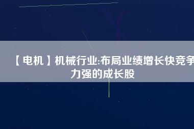 【電機(jī)】機(jī)械行業(yè):布局業(yè)績?cè)鲩L快競爭力強(qiáng)的成長股
          