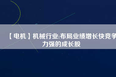 【電機(jī)】機(jī)械行業(yè):布局業(yè)績?cè)鲩L快競爭力強(qiáng)的成長股
          
