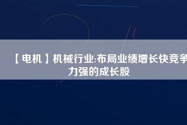 【電機(jī)】機(jī)械行業(yè):布局業(yè)績?cè)鲩L快競爭力強(qiáng)的成長股
          