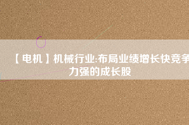【電機(jī)】機(jī)械行業(yè):布局業(yè)績?cè)鲩L快競爭力強(qiáng)的成長股
          