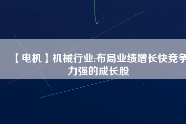 【電機(jī)】機(jī)械行業(yè):布局業(yè)績?cè)鲩L快競爭力強(qiáng)的成長股
          