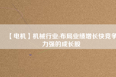 【電機(jī)】機(jī)械行業(yè):布局業(yè)績?cè)鲩L快競爭力強(qiáng)的成長股
          