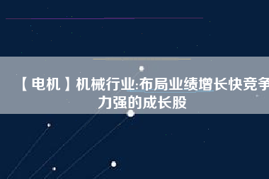 【電機(jī)】機(jī)械行業(yè):布局業(yè)績?cè)鲩L快競爭力強(qiáng)的成長股
          
