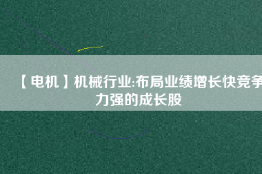 【電機(jī)】機(jī)械行業(yè):布局業(yè)績?cè)鲩L快競爭力強(qiáng)的成長股
          