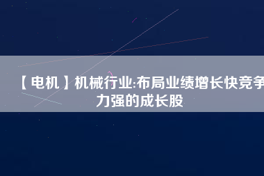 【電機(jī)】機(jī)械行業(yè):布局業(yè)績?cè)鲩L快競爭力強(qiáng)的成長股
          
