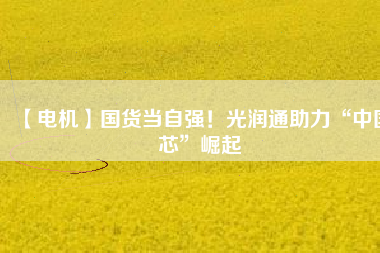 【電機】國貨當自強！光潤通助力“中國芯”崛起
          