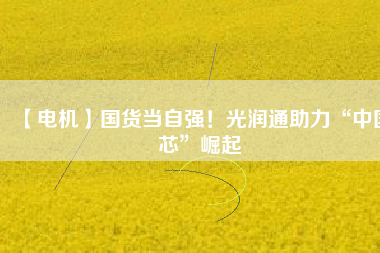 【電機】國貨當自強！光潤通助力“中國芯”崛起
          
