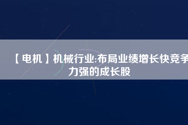 【電機(jī)】機(jī)械行業(yè):布局業(yè)績?cè)鲩L快競爭力強(qiáng)的成長股
          