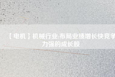 【電機(jī)】機(jī)械行業(yè):布局業(yè)績?cè)鲩L快競爭力強(qiáng)的成長股
          