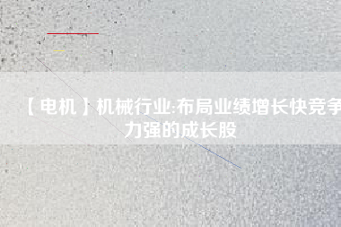 【電機(jī)】機(jī)械行業(yè):布局業(yè)績?cè)鲩L快競爭力強(qiáng)的成長股
          
