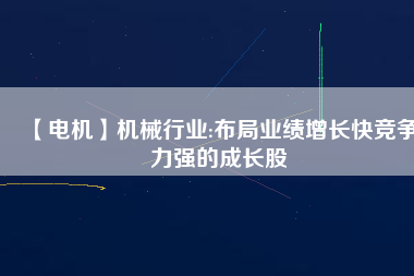 【電機(jī)】機(jī)械行業(yè):布局業(yè)績?cè)鲩L快競爭力強(qiáng)的成長股
          