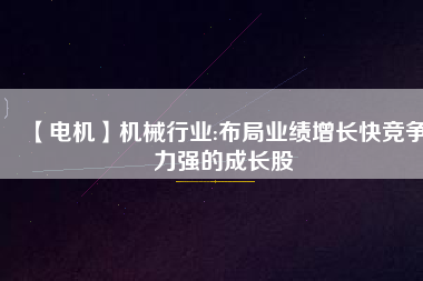 【電機(jī)】機(jī)械行業(yè):布局業(yè)績?cè)鲩L快競爭力強(qiáng)的成長股
          