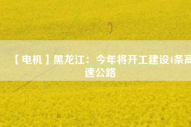 【電機】黑龍江：今年將開工建設(shè)4條高速公路
          