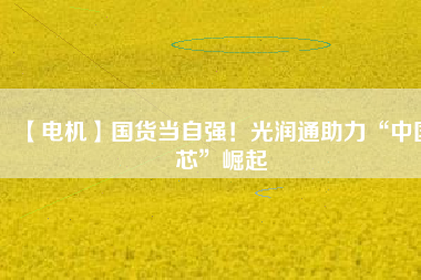 【電機】國貨當自強！光潤通助力“中國芯”崛起
          