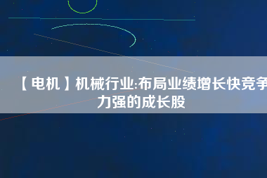 【電機(jī)】機(jī)械行業(yè):布局業(yè)績?cè)鲩L快競爭力強(qiáng)的成長股
          
